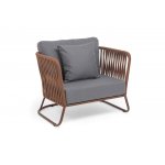 "Багамы" кресло плетеное из роупа, каркас алюминий коричневый (RAL8016) муар, роуп BZ23-ED31, ткань темно-серая 027