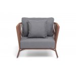 "Багамы" кресло плетеное из роупа, каркас алюминий коричневый (RAL8016) муар, роуп BZ23-ED31, ткань темно-серая 027