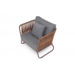 "Багамы" кресло плетеное из роупа, каркас алюминий коричневый (RAL8016) муар, роуп BZ23-ED31, ткань темно-серая 027