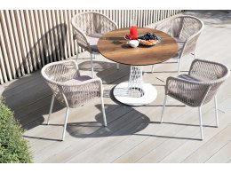 "Диего" обеденная группа на 4 персоны, круглый стол "дуб", цвет бежевый