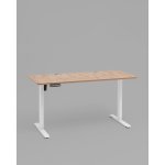 Стол с регулировкой высоты, 1 мотор, память 3 уровня высоты,белый, 140*60 см, светлое дерево
