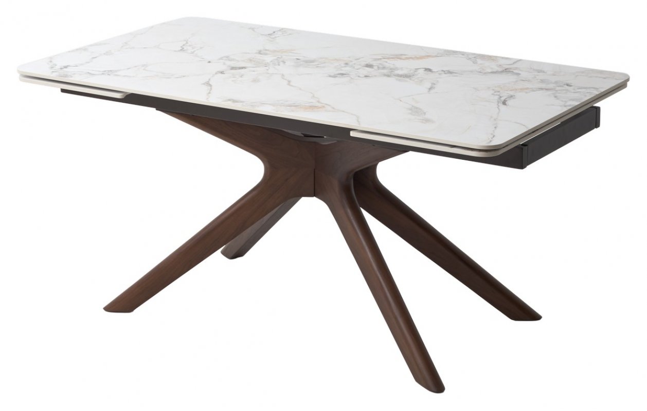 Стол EDER 160 GLOSS COLD JADE SOLID CERAMIC / Орех, ®DISAUR