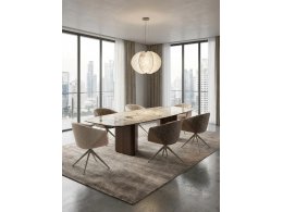 Стол ТЕРРА (TERRA) 240 (360) БЕЖЕВЫЙ МРАМОР TL-331, испанская керамика / Орех, ®DISAUR