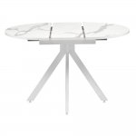 Стол Rudolf круглый раскладной 90-120x90x75см, белый мрамор, белый