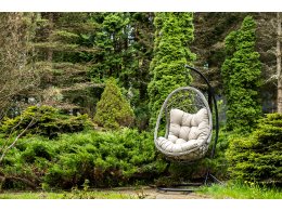 "Венеция" подвесное кресло-кокон из искусственного ротанга, цвет серый с бежевой подушкой "Венеция" подвесное кресло-кокон из искусственного ротанга, цвет серый с бежевой подушкой