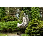 "Венеция" подвесное кресло-кокон из искусственного ротанга, цвет серый с бежевой подушкой