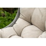 "Венеция" подвесное кресло-кокон из искусственного ротанга, цвет серый с бежевой подушкой