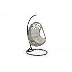 "Венеция" подвесное кресло-кокон из искусственного ротанга, цвет серый с бежевой подушкой