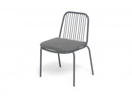 "Кастелло" стул плетеный из роупа, каркас из стали темно-серый (RAL7024) муар, ткань темно-серая 027
