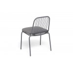"Кастелло" стул плетеный из роупа, каркас из стали темно-серый (RAL7024) муар, ткань темно-серая 027