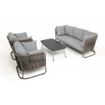 "Багамы" лаунж-зона 5-местная плетеная из роупа (веревки), каркас алюминиевый бежево-серый, роуп серо-коричневый