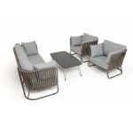 "Багамы" лаунж-зона 5-местная плетеная из роупа (веревки), каркас алюминиевый бежево-серый, роуп серо-коричневый