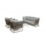 "Багамы" лаунж-зона 5-местная плетеная из роупа (веревки), каркас алюминиевый бежево-серый, роуп серо-коричневый