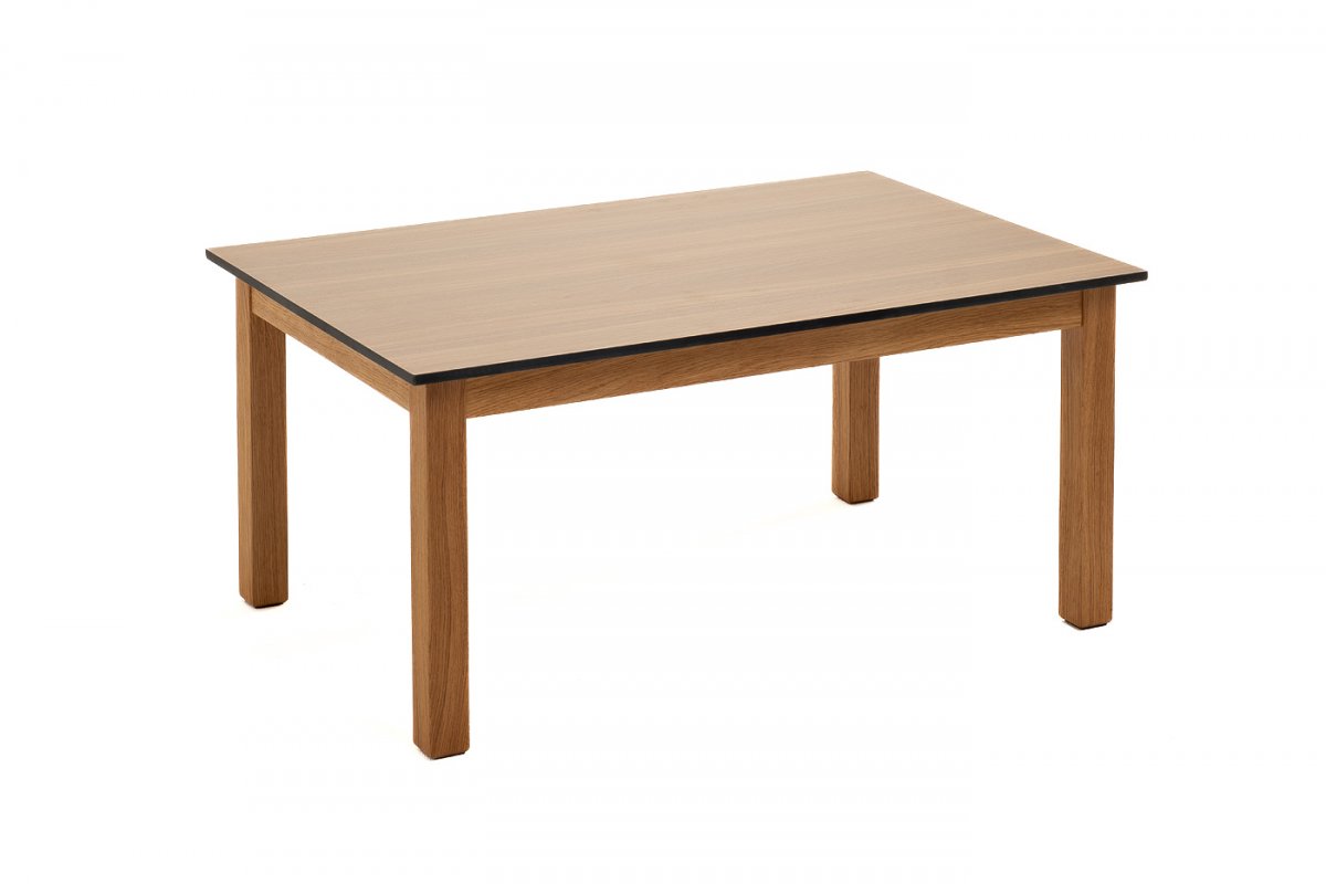 "Канны" журнальный столик из HPL 90х60, H40, основание дуб, цвет столешницы "дуб"