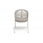 "Люксембург" стул плетеный из роупа, каркас из стали (RAL1013) муар, роуп бежевый круглый, ткань бежевая 15052