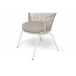 "Люксембург" стул плетеный из роупа, каркас из стали (RAL1013) муар, роуп бежевый круглый, ткань бежевая 15052