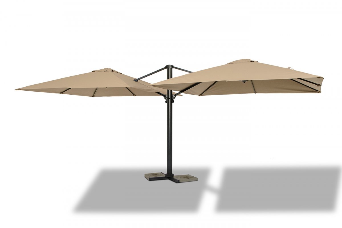 "Фабриано" зонт двухкупольный 3x3м на алюминиевой опоре, тент темно-серый "Фабриано" зонт двухкупольный 3x3м на алюминиевой опоре, тент темно-серый