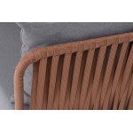 "Багамы" диван 3-местный плетеный из роупа, каркас алюминий бежево-серый (RAL7006) муар, роуп серо-коричневый 23мм, ткань светло-серая