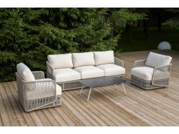 "Альбано" лаунж-зона 5-местная плетеная из роупа (веревки), каркас алюминиевый светло-серый, роуп серый меланж