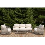 "Альбано" лаунж-зона 5-местная плетеная из роупа (веревки), каркас алюминиевый светло-серый, роуп серый меланж