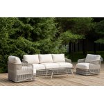 "Альбано" лаунж-зона 5-местная плетеная из роупа (веревки), каркас алюминиевый светло-серый, роуп серый меланж