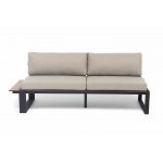 "Тулон" правый модуль, каркас алюминий, HPL "дуб", черный муар, ткань бежевая 15052