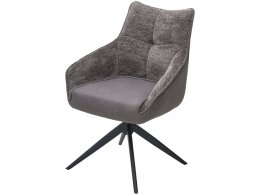 Стул FABIAN 360 град. поворот. MONA-464 Серый, PU/ STEAM-132 Серый, ткань / черный каркас, ®DISAUR
