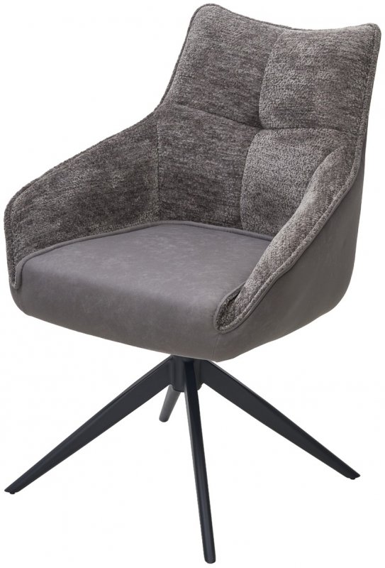 Стул FABIAN 360 град. поворот. MONA-464 Серый, PU/ STEAM-132 Серый, ткань / черный каркас, ®DISAUR