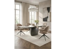 Стол ОАЗИС (OASIS) 200 БЕЖЕВЫЙ МРАМОР TL-331, испанская керамика / Бронзовый графит каркас, ®DISAUR