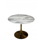 Стол обеденный круглый Остин BS212-100LG, 100х76 см, светло-серый мрамор/золото