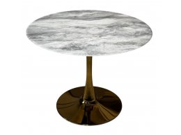 Стол обеденный круглый Остин BS212-100LG, 100х76 см, светло-серый мрамор/золото