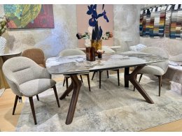 Стол КИРАН (KIRAN) 180 цвет ПАНДОРА (GLOSS LUXURY PANDORA SOLID CERAMIC) / Орех темный, ®DISAUR