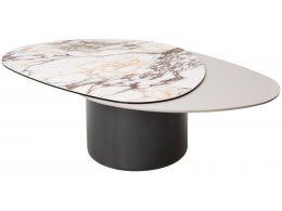 Стол кофейный NIKLAS TL-312 испанская керамика, стекло / МДФ окраш. /темно-серый МДФ каркас ®DISAUR