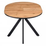 Стол Rudolf круглый раскладной 90-120x90x75см, Дуб Вотан, чёрный