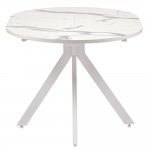 Стол Rudolf круглый раскладной 90-120x90x75см, белый мрамор, белый