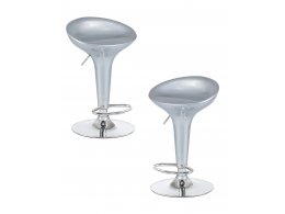 Набор 2 шт Стул барный DOBRIN BOMBA, серебряный металлик