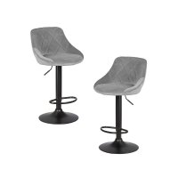 Набор 2 шт Стул барный DOBRIN LOGAN BLACK, серый велюр (MJ9-75)