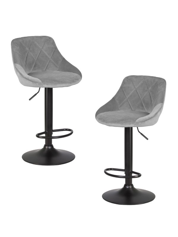 Набор 2 шт Стул барный DOBRIN LOGAN BLACK, серый велюр (MJ9-75)