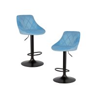 Набор 2 шт Стул барный DOBRIN LOGAN BLACK, пудрово-голубой велюр (MJ9-74)