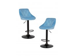 Набор 2 шт Стул барный DOBRIN LOGAN BLACK, пудрово-голубой велюр (MJ9-74)