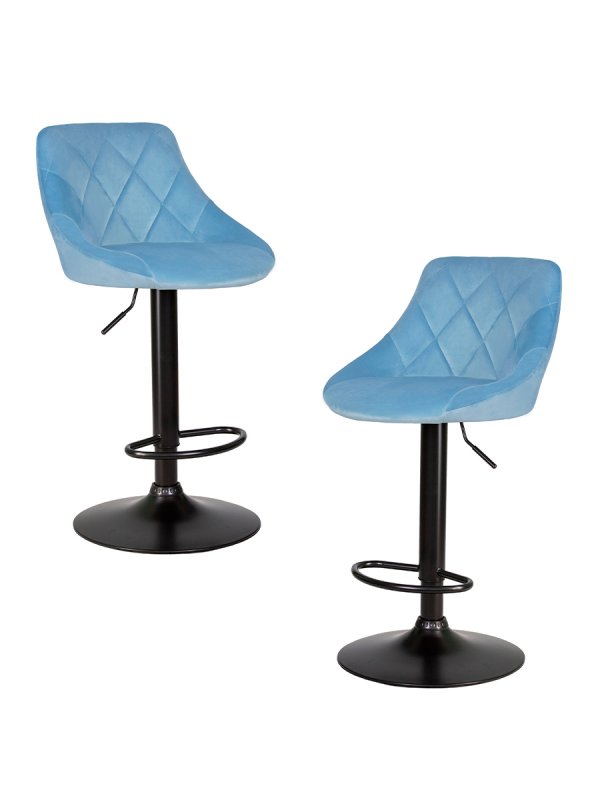 Набор 2 шт Стул барный DOBRIN LOGAN BLACK, пудрово-голубой велюр (MJ9-74)