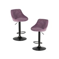 Набор 2 шт Стул барный DOBRIN LOGAN BLACK, пудрово-сиреневый велюр (MJ9-52)