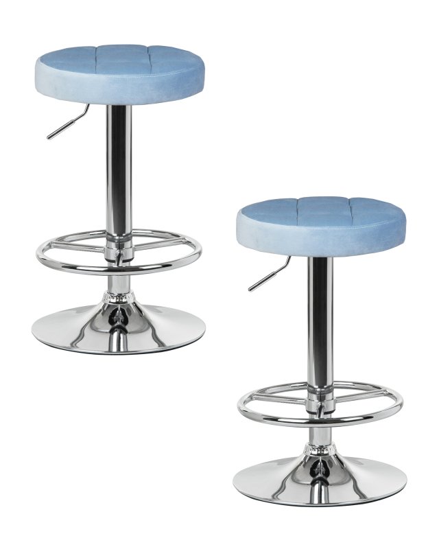 Набор 2 шт Табурет барный DOBRIN BRUNO, пудрово-голубой велюр (MJ9-74)