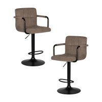 Набор 2 шт Стул барный DOBRIN KRUGER ARM BLACK, какао вельвет (LAR-E2041-05)