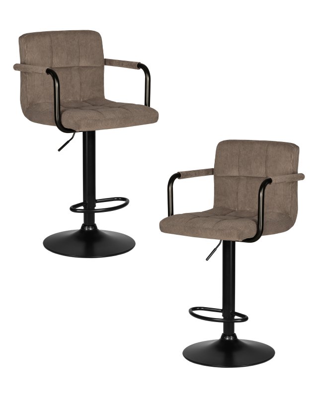 Набор 2 шт Стул барный DOBRIN KRUGER ARM BLACK, какао вельвет (LAR-E2041-05)