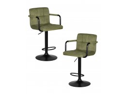 Набор 2 шт Стул барный DOBRIN KRUGER ARM BLACK, зеленый вельвет (LAR-E2041-7)