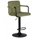 Стул барный DOBRIN KRUGER ARM BLACK, зеленый вельвет (LAR-E2041-7)
