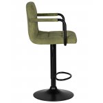 Стул барный DOBRIN KRUGER ARM BLACK, зеленый вельвет (LAR-E2041-7)