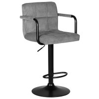Стул барный DOBRIN KRUGER ARM BLACK, серый вельвет (LAR-E2041-25) Стул барный DOBRIN KRUGER ARM BLACK, серый вельвет (LAR-E2041-25)