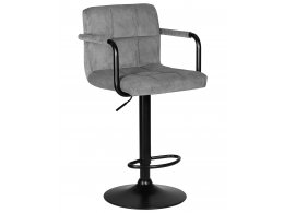 Стул барный DOBRIN KRUGER ARM BLACK, серый вельвет (LAR-E2041-25)